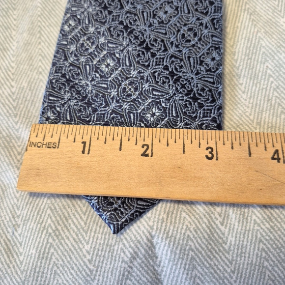 Henri Christian Blue Geometric Designer Handmade Classic Necktie Workwear Office - Picture 9 of 9